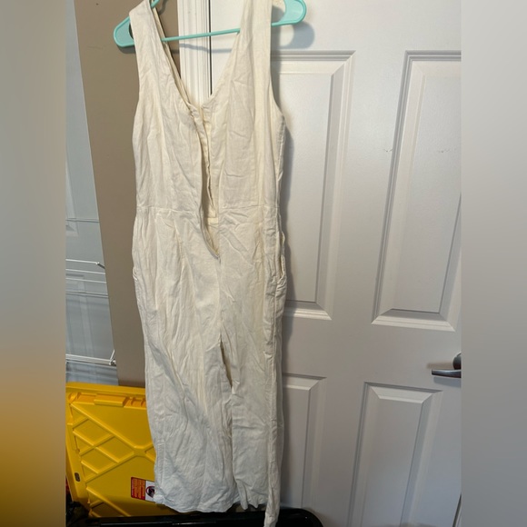 Loft White Wide Leg Button Down zip back jumpsuit - Picture 2 of 2